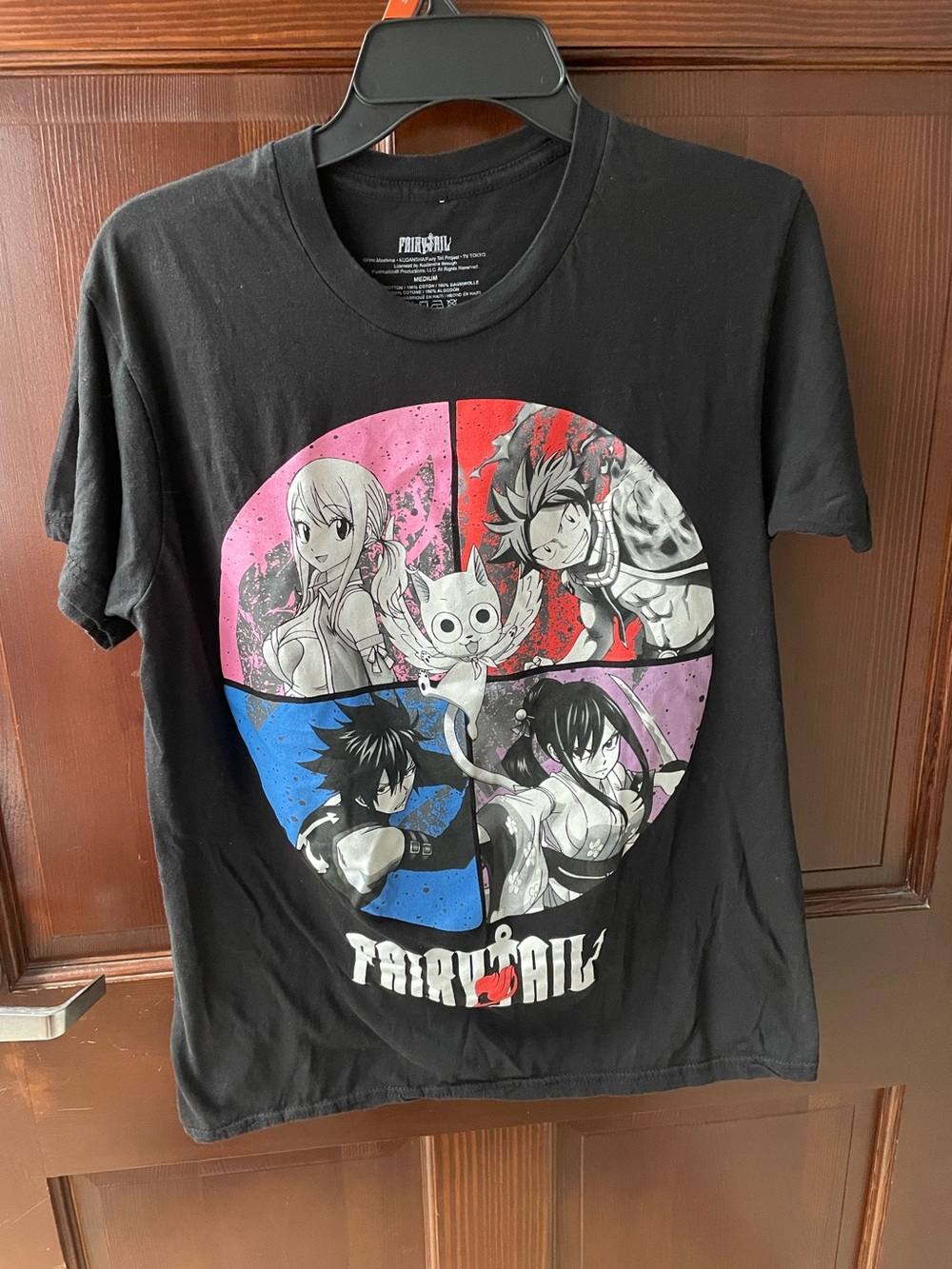 Fairy Tail Anime TShirt Mens M Black Graphic Print Short Sleeve Manga Streetwear
